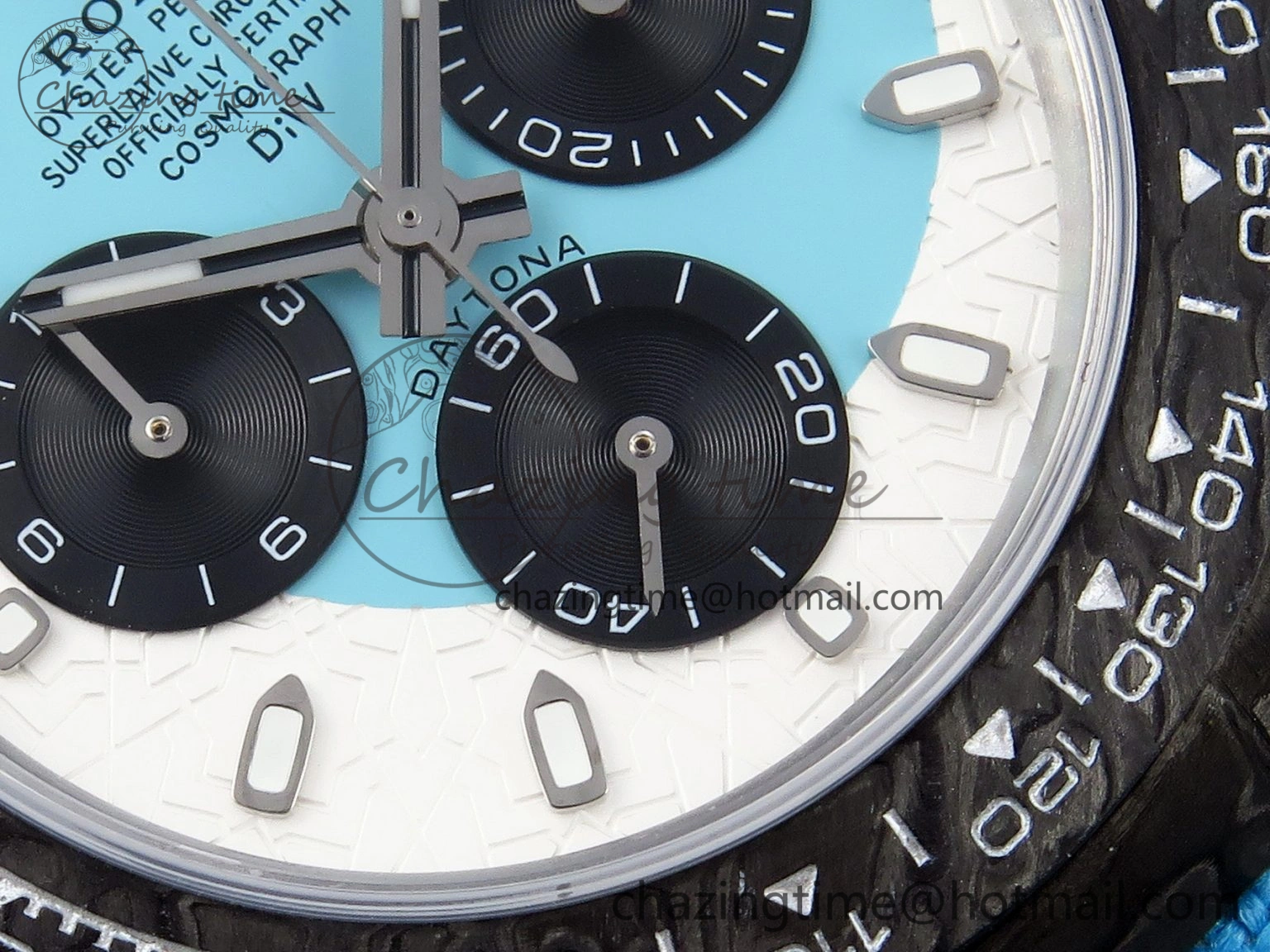 Daytona DIW Carbon Case and Bezel DIWF Edition White Blue Dial on Blue Nylon Strap A7750