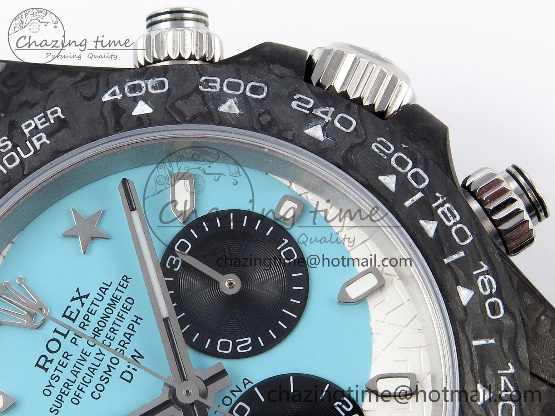 Daytona DIW Carbon Case and Bezel DIWF Edition White Blue Dial on Blue Nylon Strap A7750