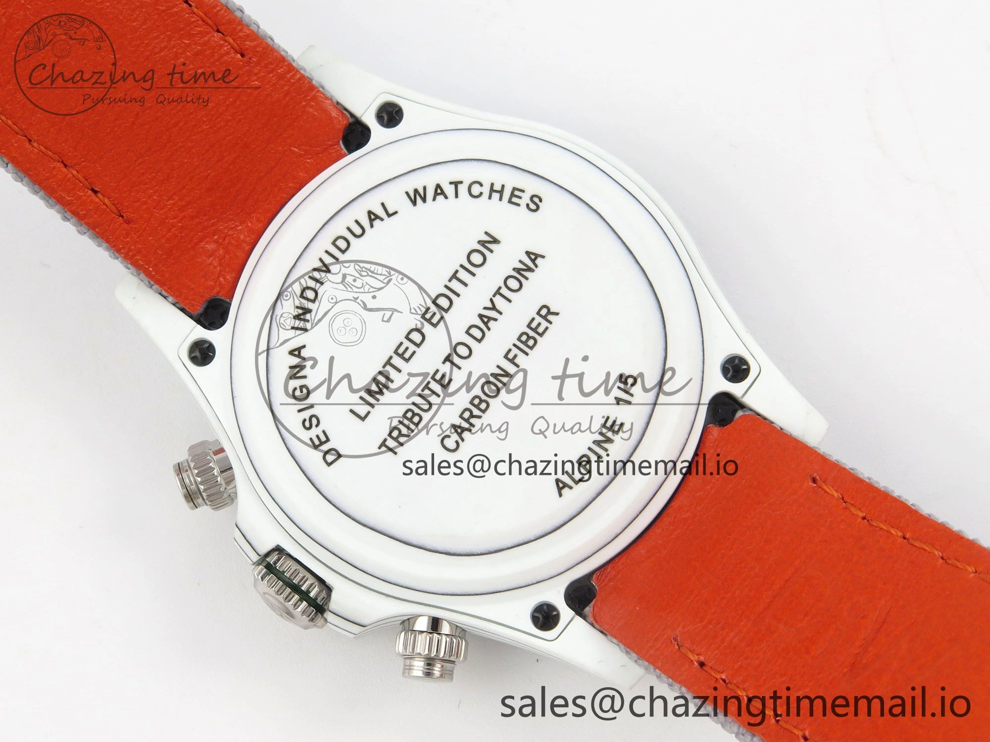 Daytona DIW Carbon Case and Bezel DIWF Edition White Green Dial on Grey Nylon Strap A7750