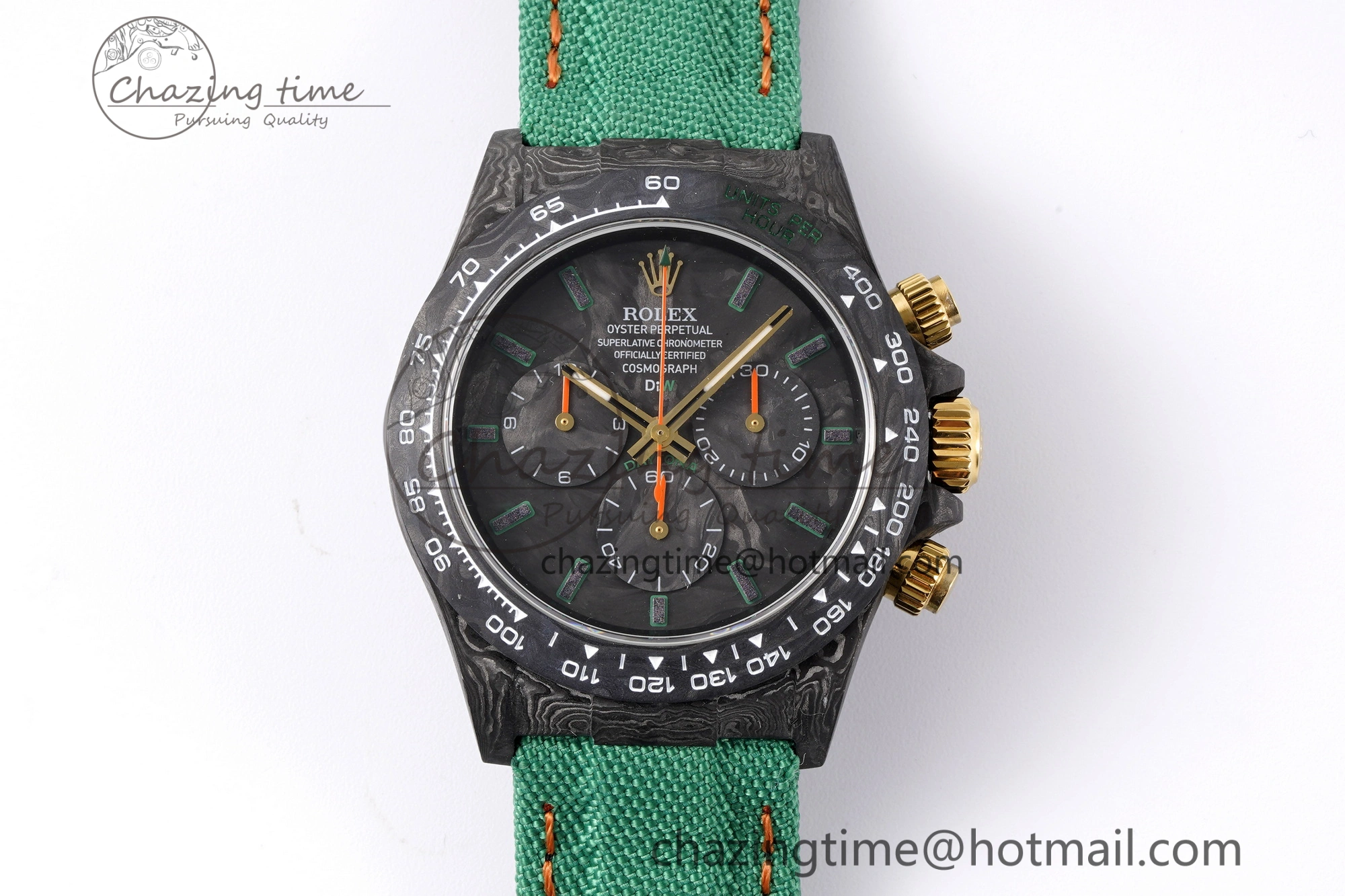 Daytona DIW Carbon Case and Bezel Noob Best Edition Carbon Green Dial on Green Nylon Strap SA4130