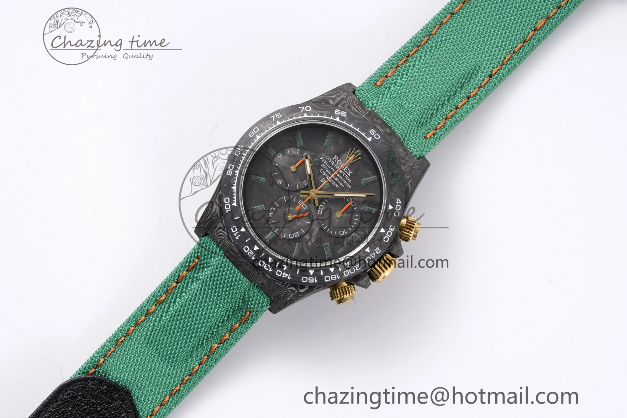 Daytona DIW Carbon Case and Bezel Noob Best Edition Carbon Green Dial on Green Nylon Strap SA4130