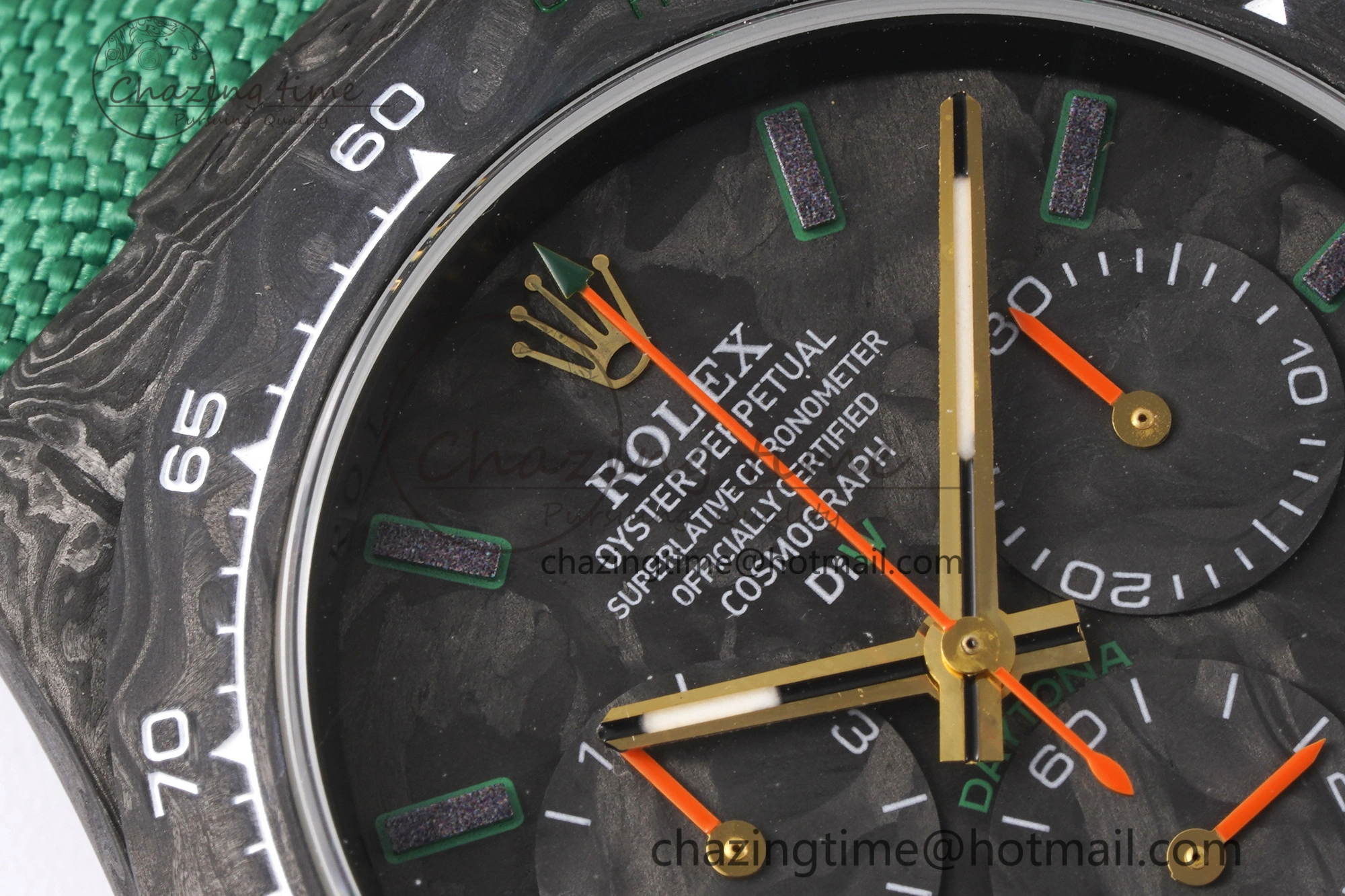 Daytona DIW Carbon Case and Bezel Noob Best Edition Carbon Green Dial on Green Nylon Strap SA4130