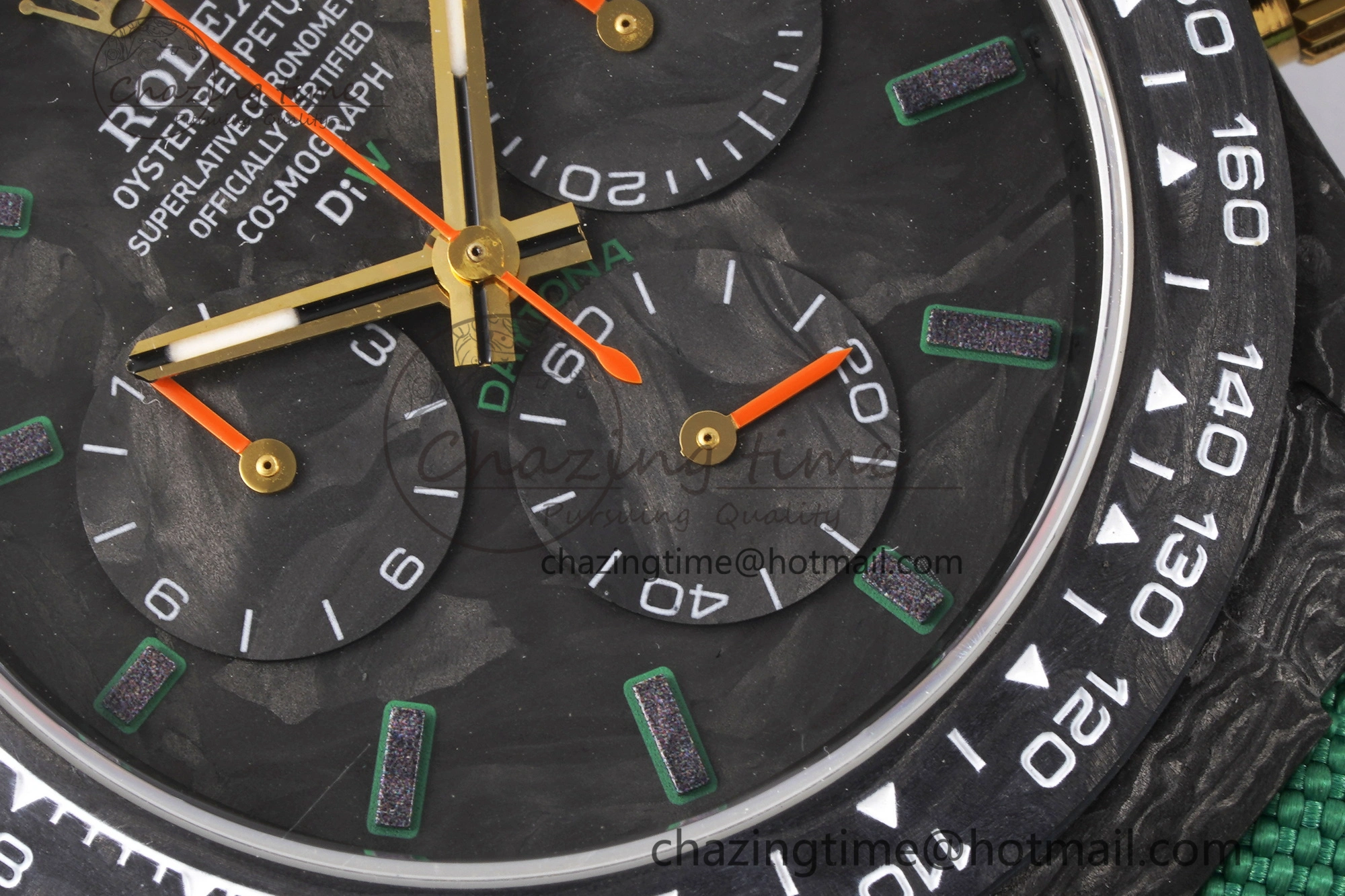 Daytona DIW Carbon Case and Bezel Noob Best Edition Carbon Green Dial on Green Nylon Strap SA4130