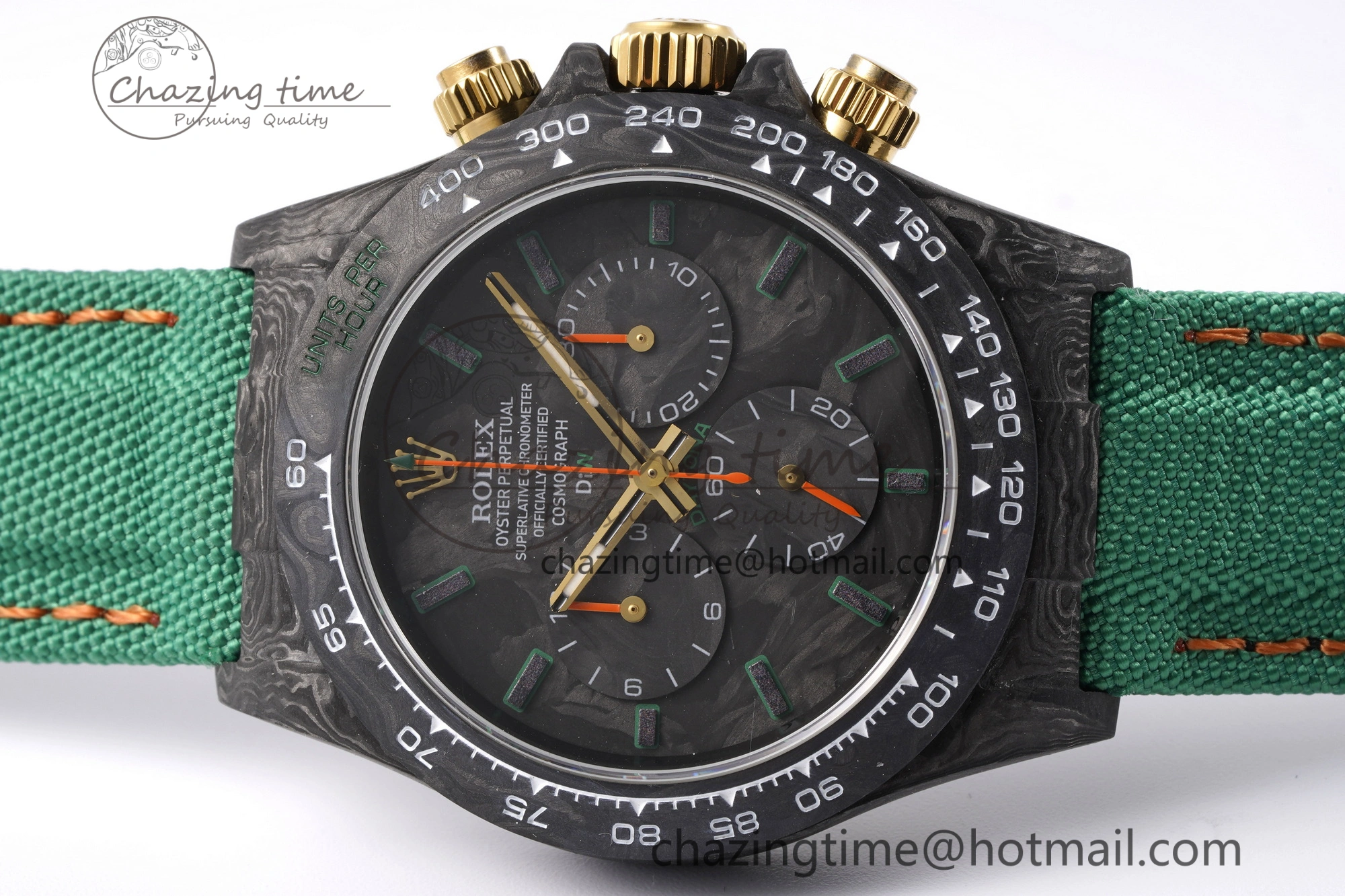 Daytona DIW Carbon Case and Bezel Noob Best Edition Carbon Green Dial on Green Nylon Strap SA4130
