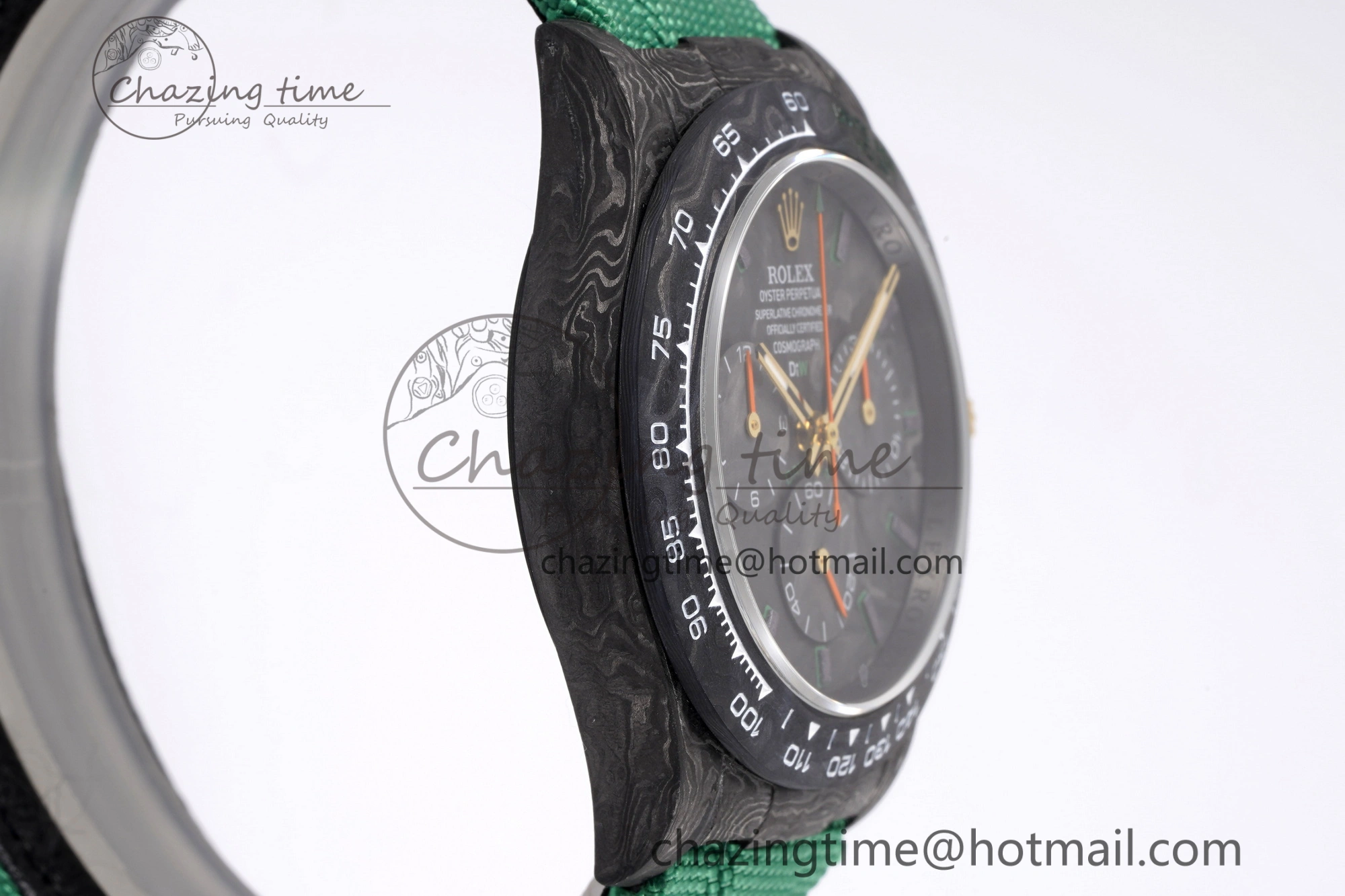 Daytona DIW Carbon Case and Bezel Noob Best Edition Carbon Green Dial on Green Nylon Strap SA4130