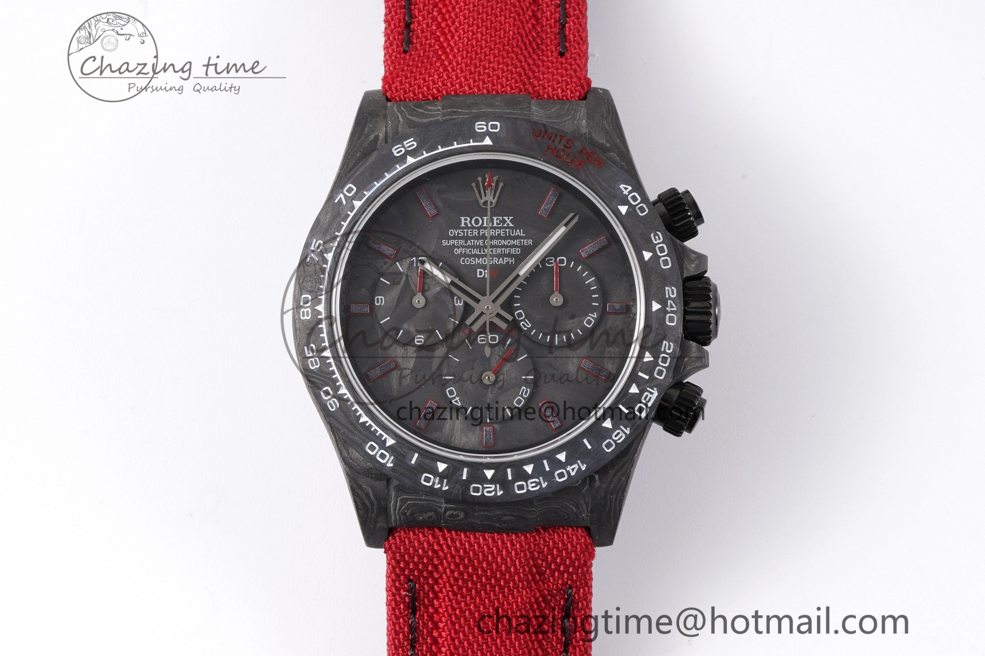Daytona DIW Carbon Case and Bezel Noob Best Edition Carbon Red Dial on Red Nylon Strap SA4130
