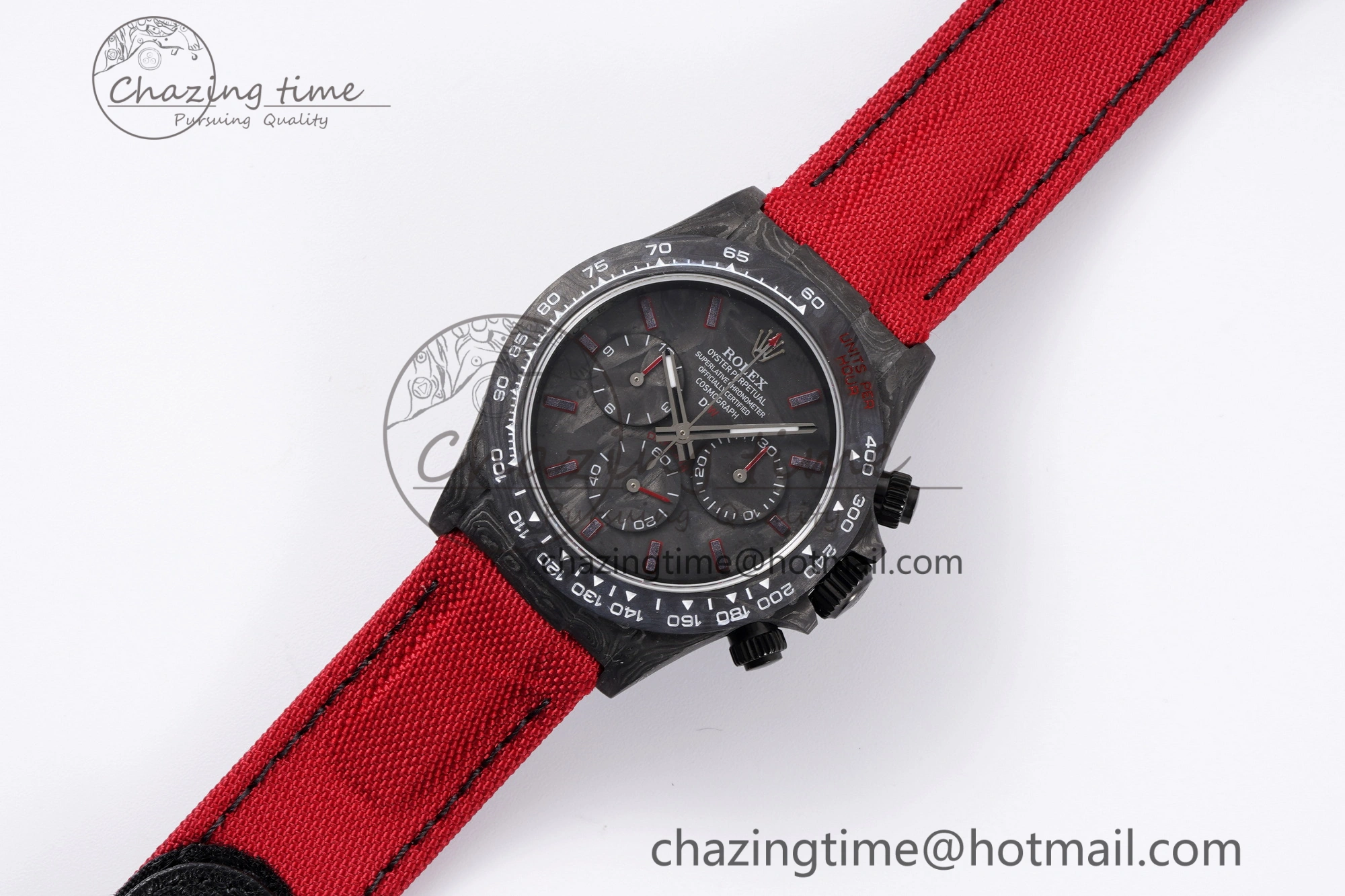 Daytona DIW Carbon Case and Bezel Noob Best Edition Carbon Red Dial on Red Nylon Strap SA4130