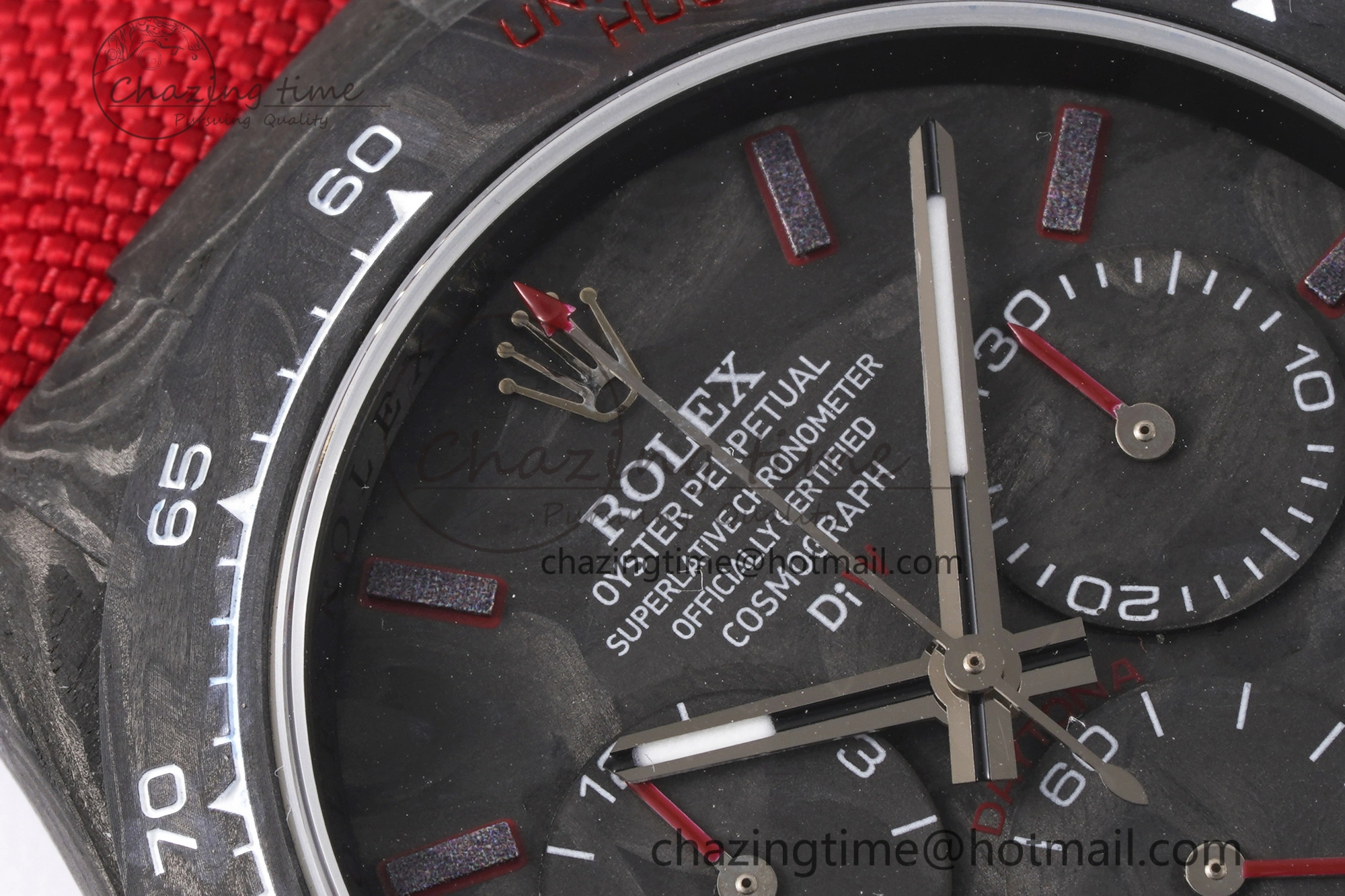 Daytona DIW Carbon Case and Bezel Noob Best Edition Carbon Red Dial on Red Nylon Strap SA4130