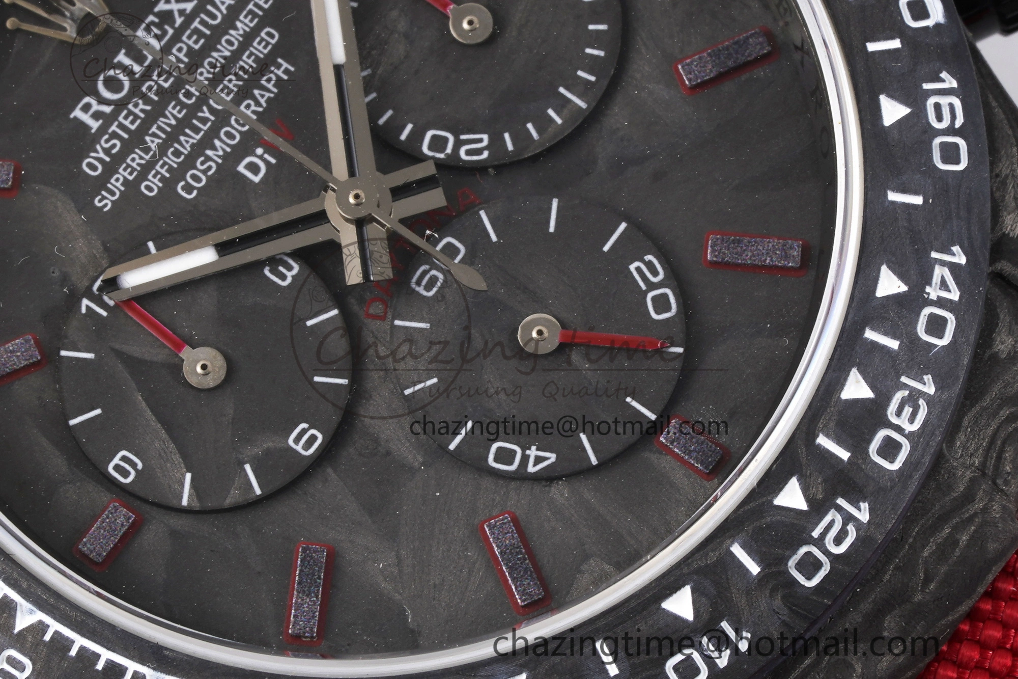 Daytona DIW Carbon Case and Bezel Noob Best Edition Carbon Red Dial on Red Nylon Strap SA4130