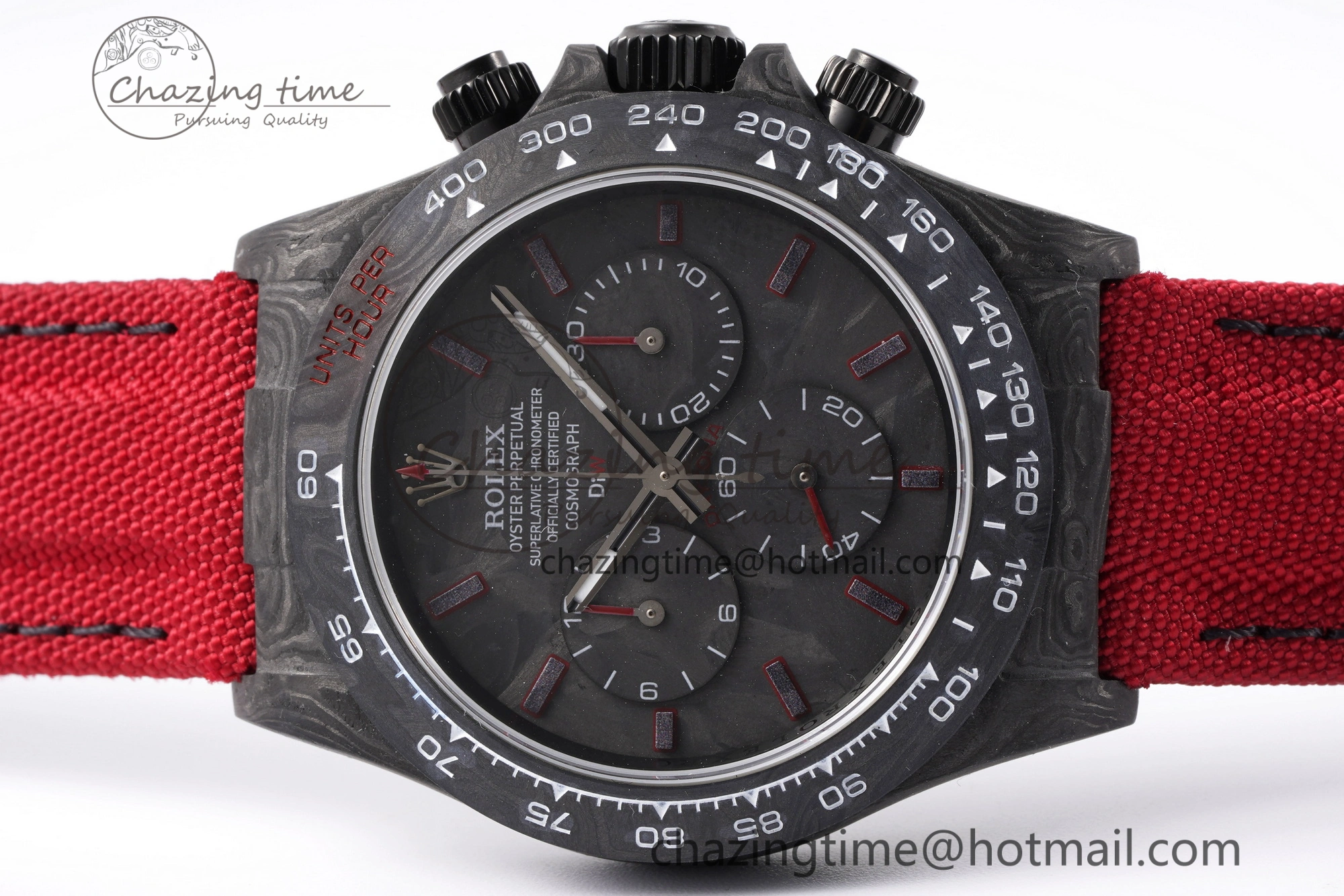 Daytona DIW Carbon Case and Bezel Noob Best Edition Carbon Red Dial on Red Nylon Strap SA4130