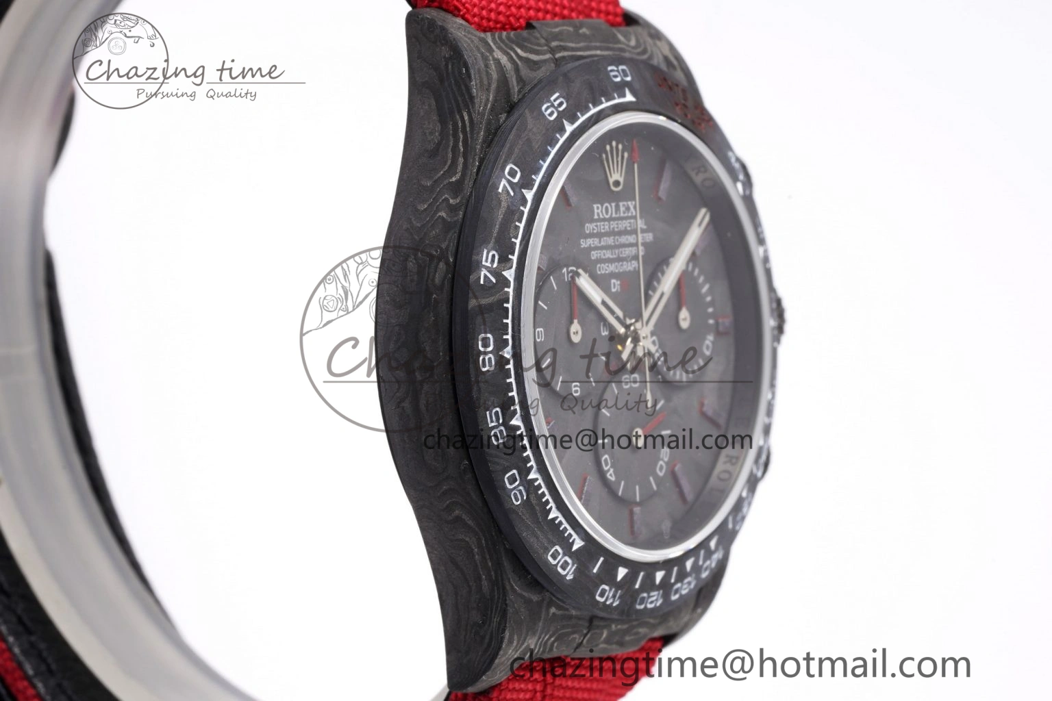 Daytona DIW Carbon Case and Bezel Noob Best Edition Carbon Red Dial on Red Nylon Strap SA4130