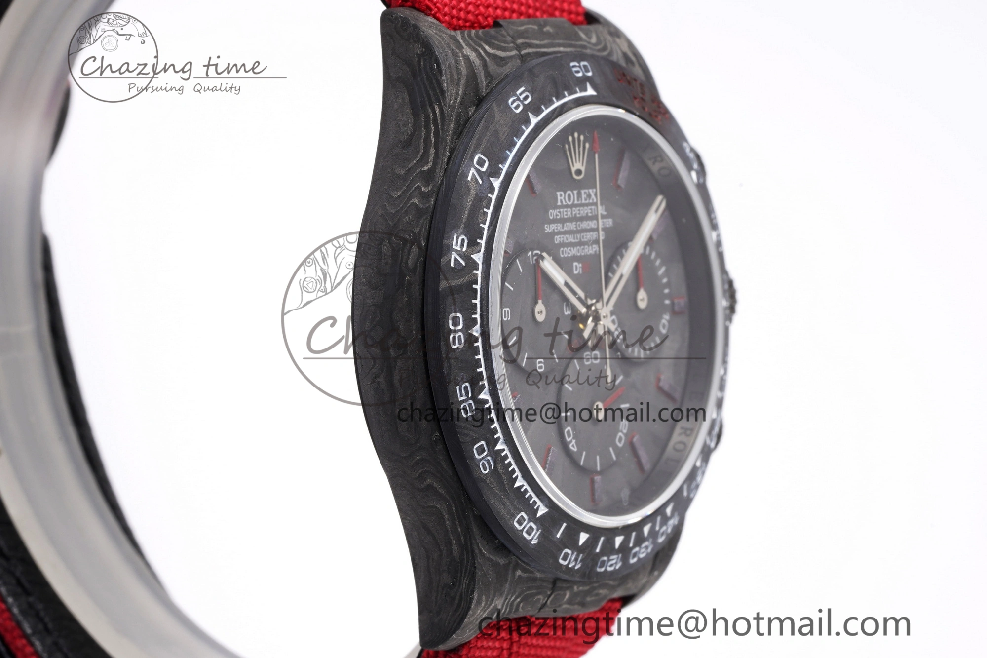 Daytona DIW Carbon Case and Bezel Noob Best Edition Carbon Red Dial on Red Nylon Strap SA4130