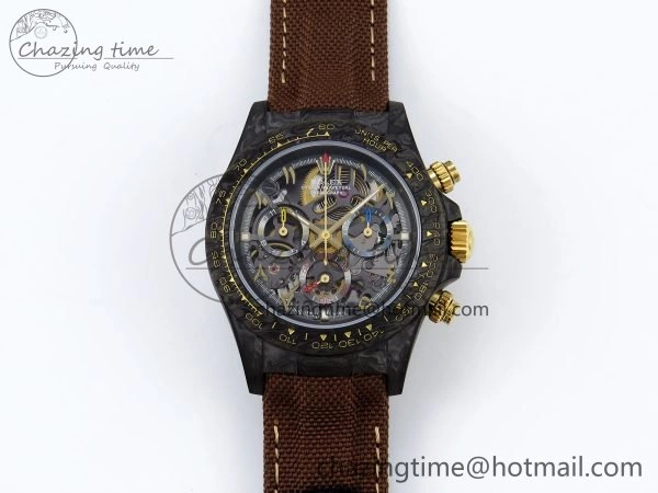 Daytona DIW Carbon DIWF Best Edition Skeleton YG Arabic Dial on Brown Nylon Strap SA4130