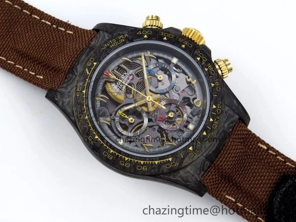 Daytona DIW Carbon DIWF Best Edition Skeleton YG Arabic Dial on Brown Nylon Strap SA4130