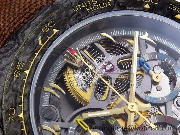 Daytona DIW Carbon DIWF Best Edition Skeleton YG Arabic Dial on Brown Nylon Strap SA4130