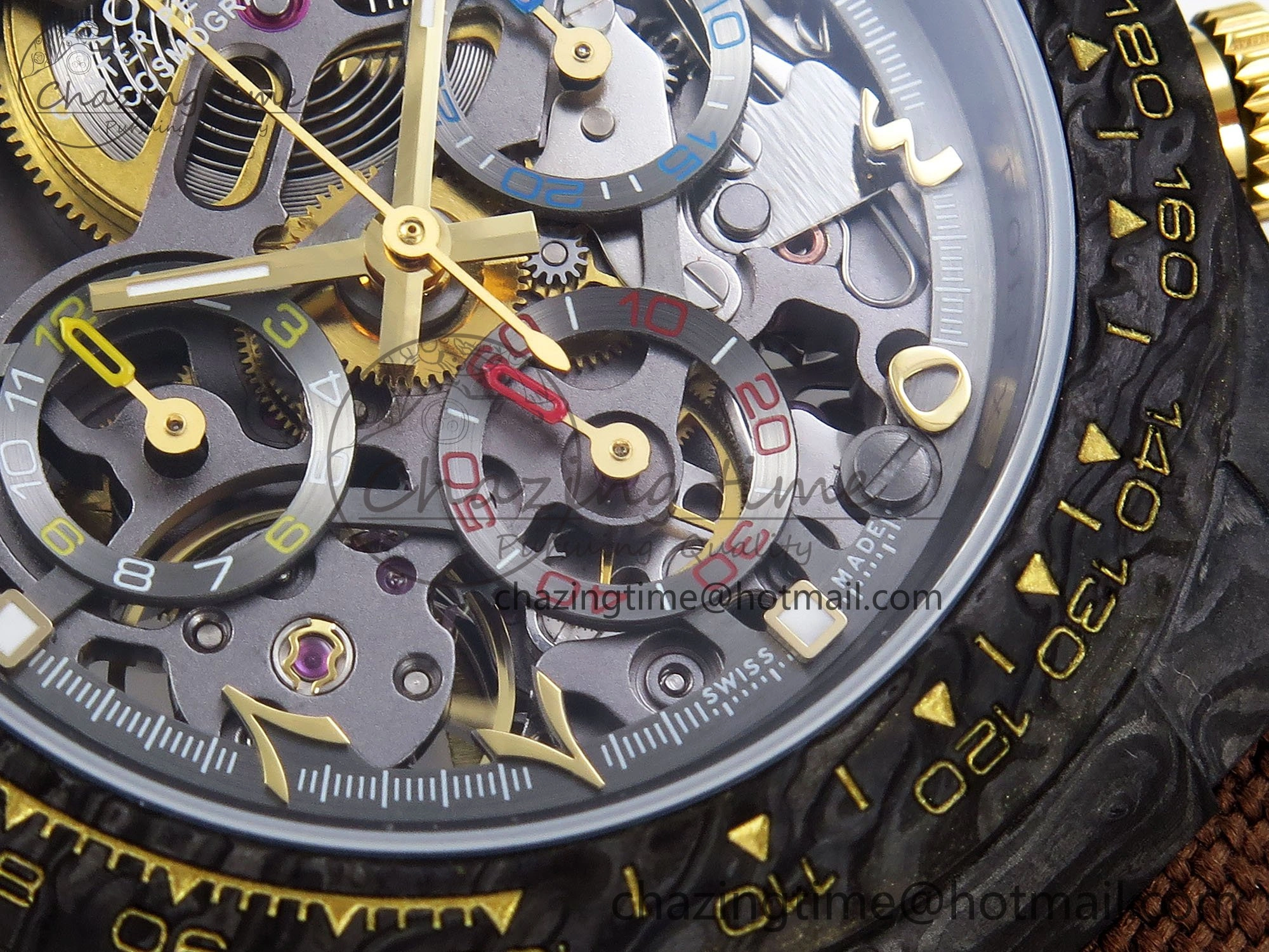 Daytona DIW Carbon DIWF Best Edition Skeleton YG Arabic Dial on Brown Nylon Strap SA4130