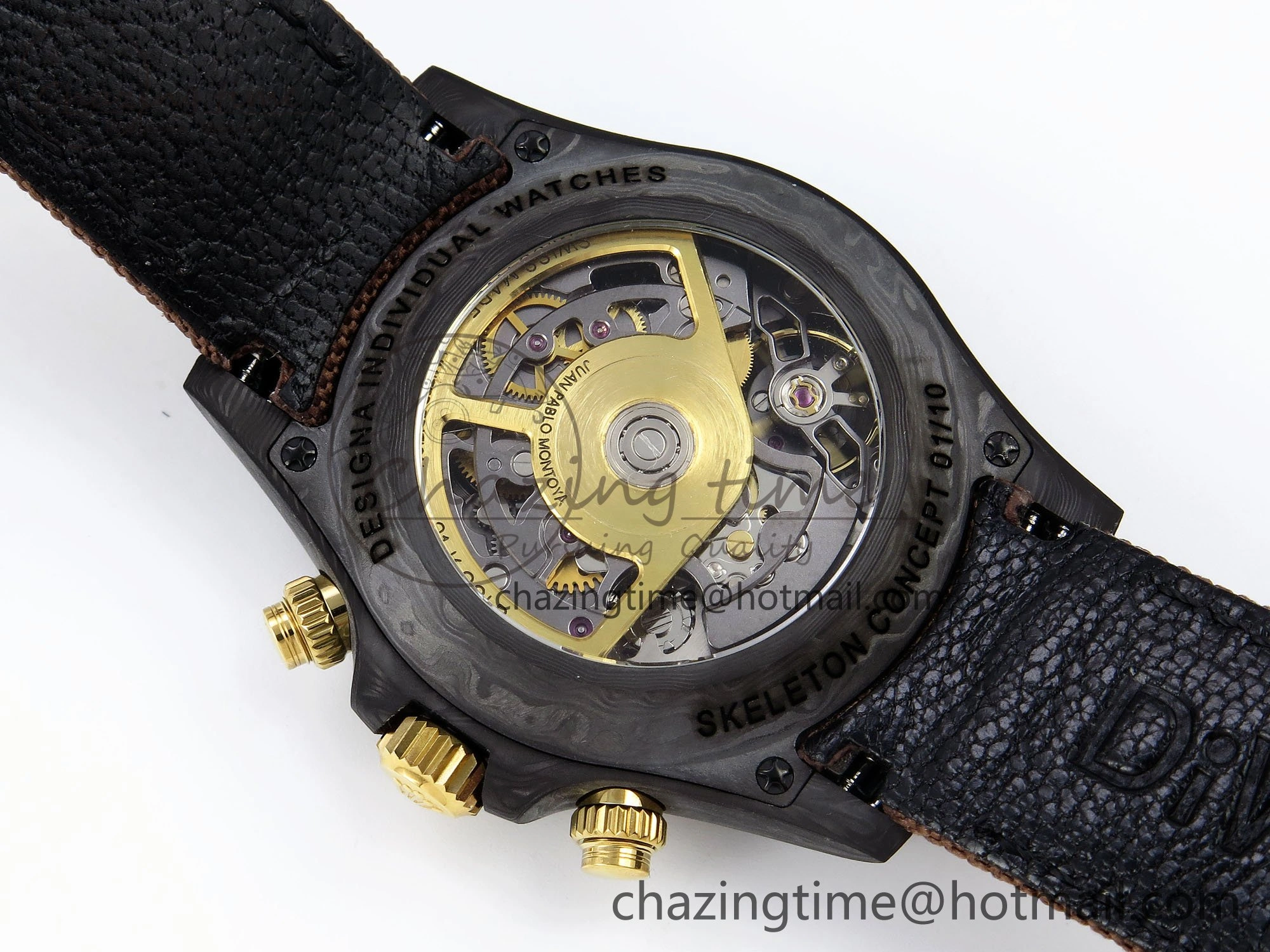 Daytona DIW Carbon DIWF Best Edition Skeleton YG Arabic Dial on Brown Nylon Strap SA4130