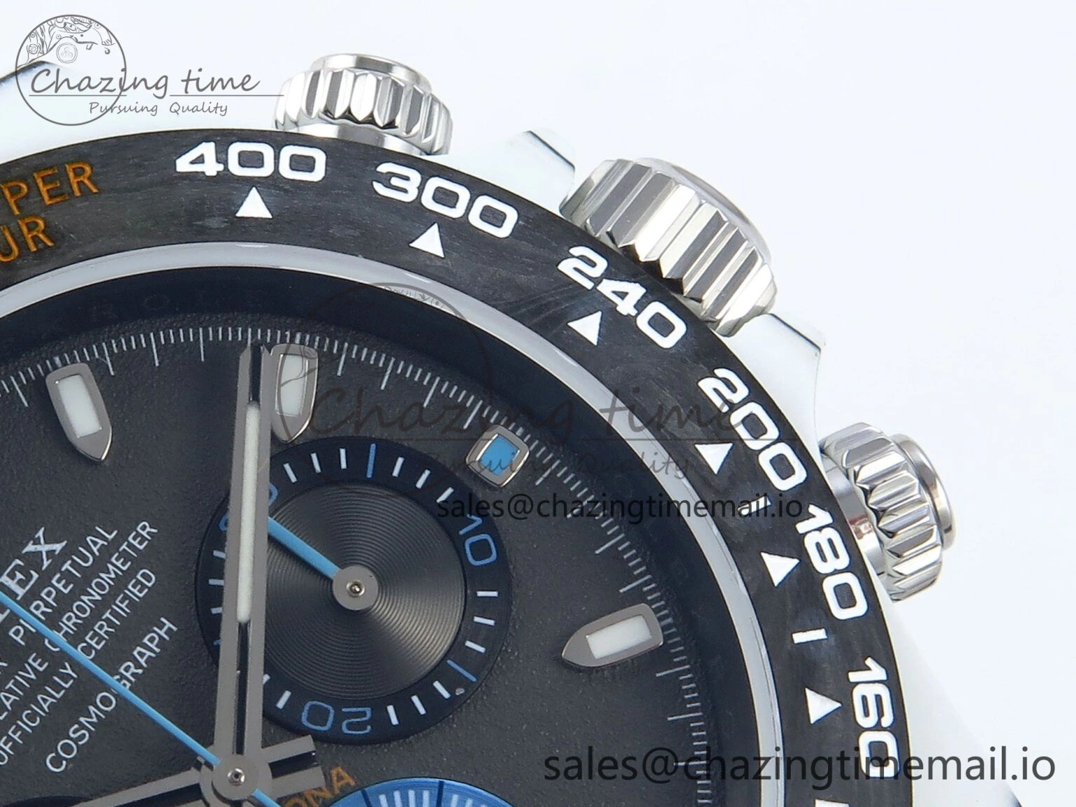 Daytona DIW Carbon N6F 1:1 Best Edition Black Blue Dial on Black Nylon Cald Leather Strap SA4130