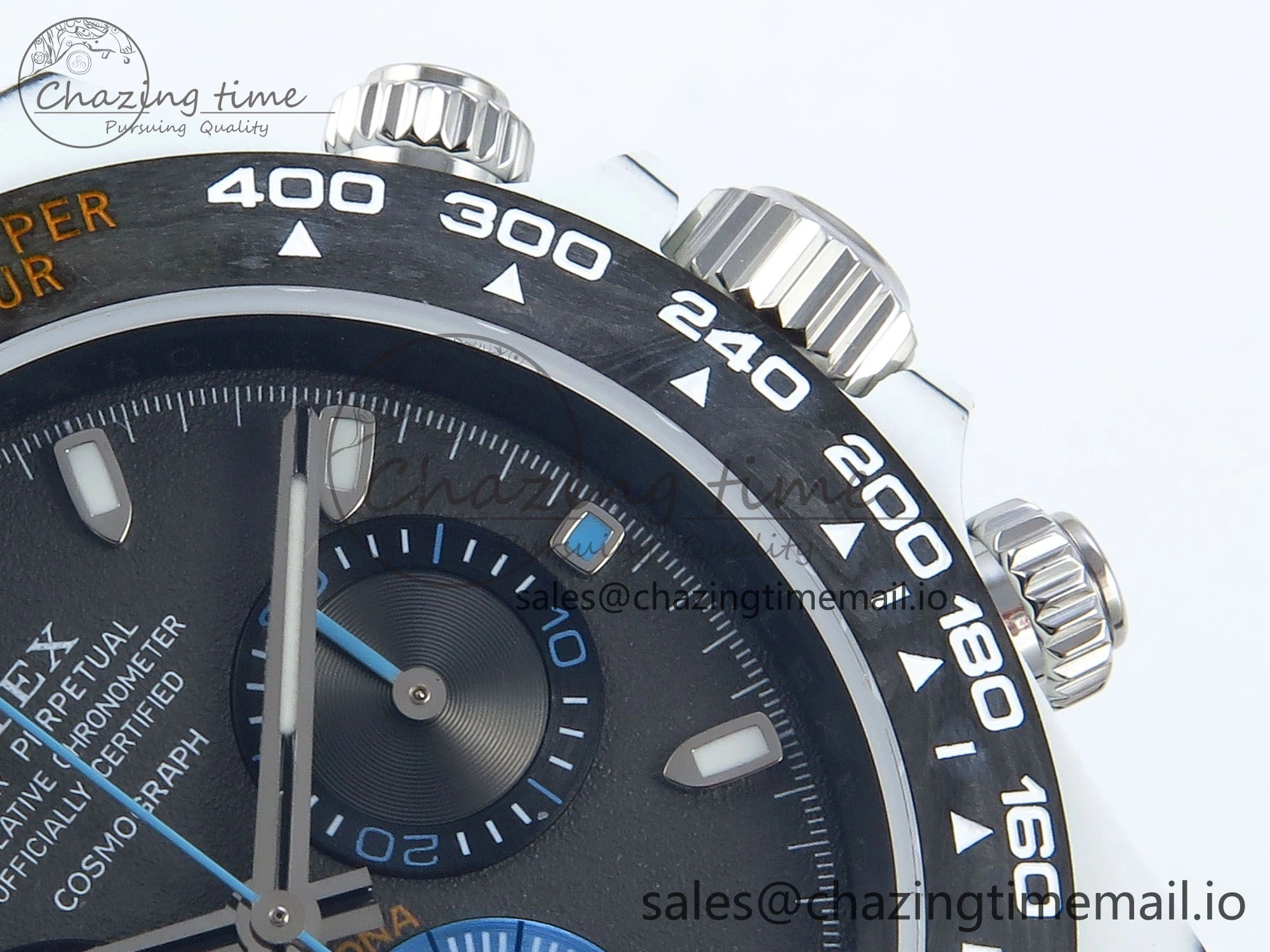 Daytona DIW Carbon N6F 1:1 Best Edition Black Blue Dial on Black Nylon Cald Leather Strap SA4130