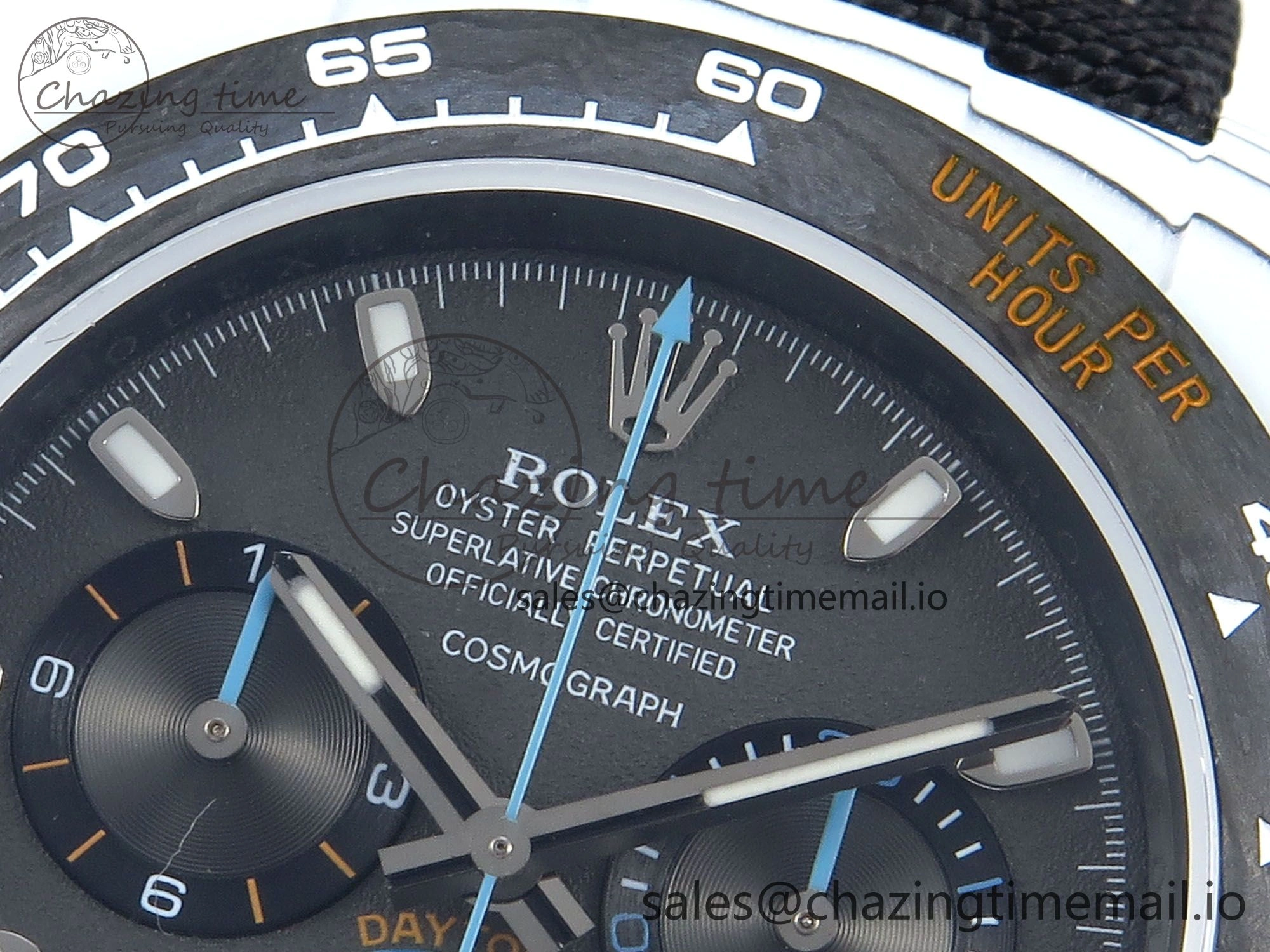 Daytona DIW Carbon N6F 1:1 Best Edition Black Blue Dial on Black Nylon Cald Leather Strap SA4130