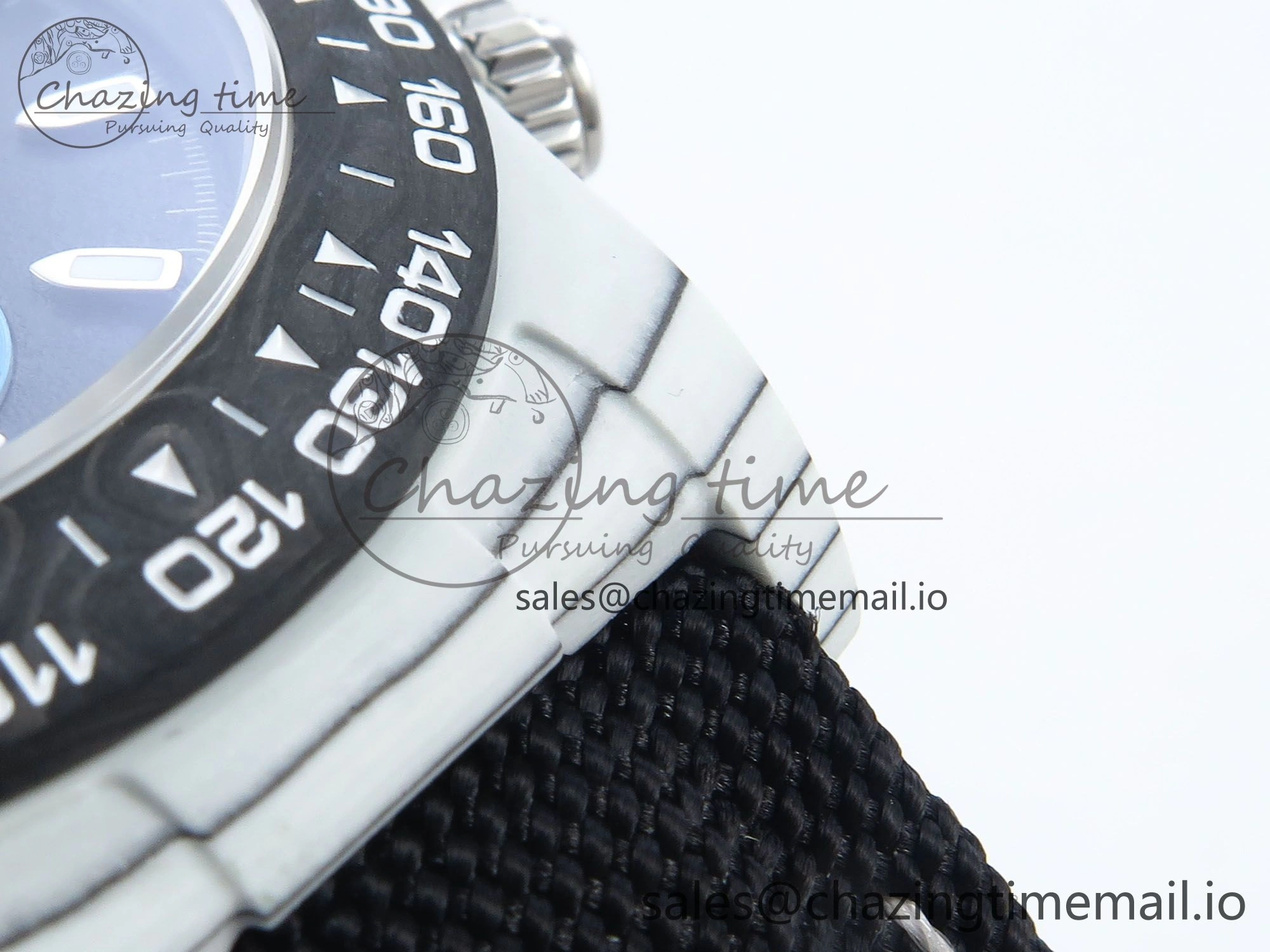 Daytona DIW Carbon N6F 1:1 Best Edition Black Blue Dial on Black Nylon Cald Leather Strap SA4130