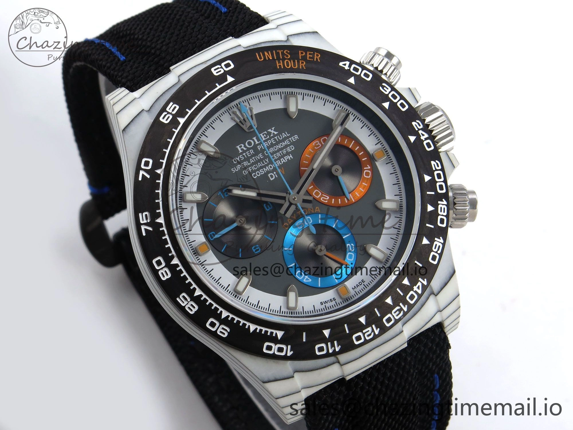 Daytona DIW Carbon N6F 1:1 Best Edition Gray Dial on Black Nylon Strap SA4130