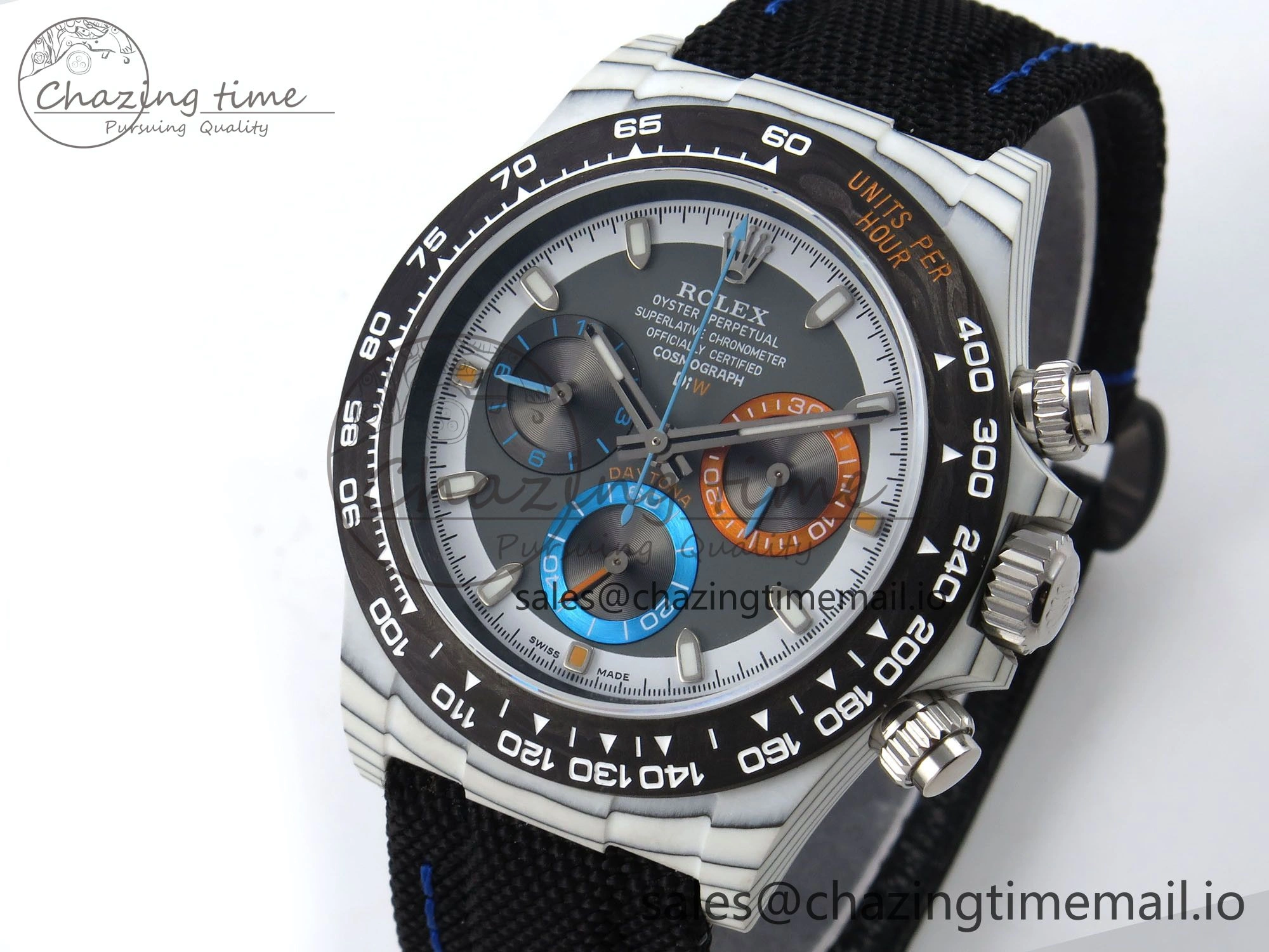 Daytona DIW Carbon N6F 1:1 Best Edition Gray Dial on Black Nylon Strap SA4130