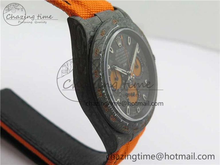 Daytona DIW Carbon Noob 1:1 Best Edition Black Orange Dial on Orange Nylon Strap SA4130