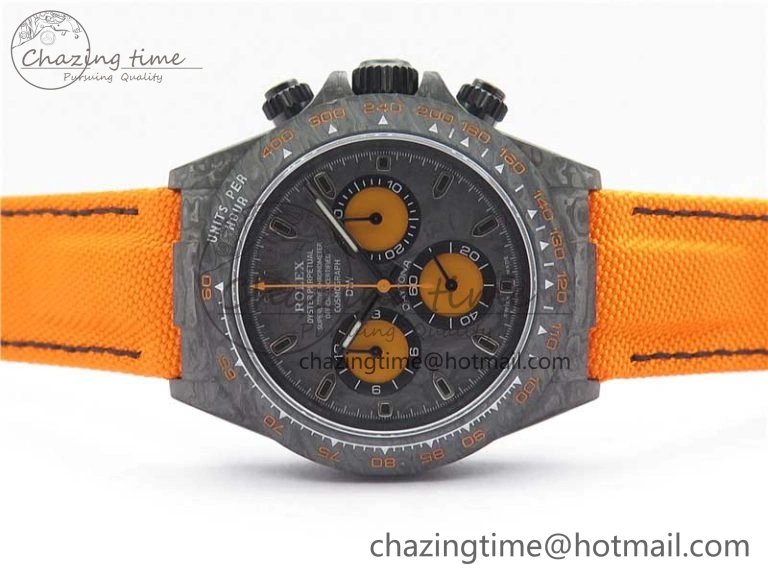 Daytona DIW Carbon Noob 1:1 Best Edition Black Orange Dial on Orange Nylon Strap SA4130
