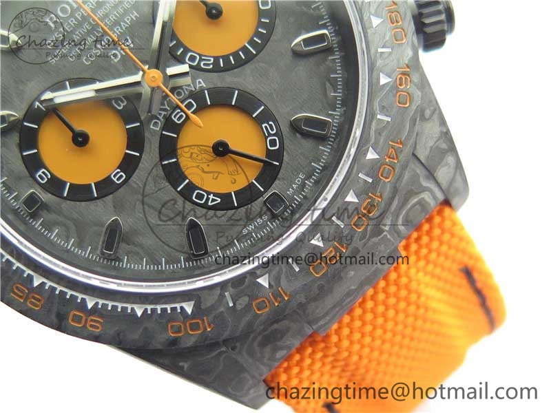 Daytona DIW Carbon Noob 1:1 Best Edition Black Orange Dial on Orange Nylon Strap SA4130