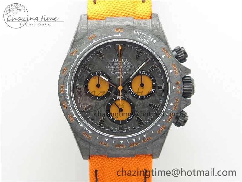 Daytona DIW Carbon Noob 1:1 Best Edition Black Orange Dial on Orange Nylon Strap SA4130