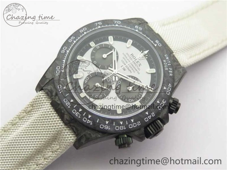 Daytona DIW Carbon Noob 1:1 Best Edition White Black Dial on Nylon Strap SA4130