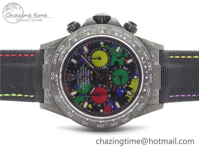 Daytona DIW Carbon OMF Best Edition Black Colorful Dial on Black Nylon Strap A4130