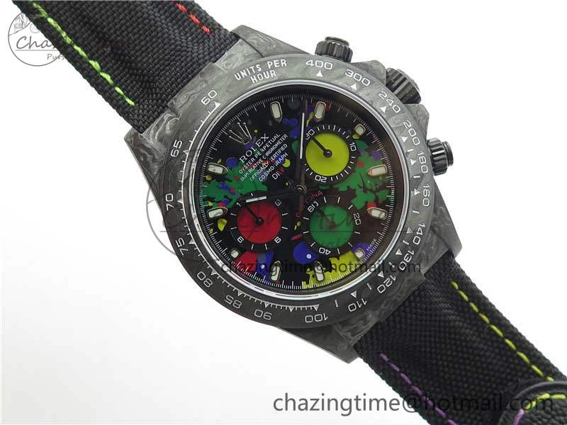 Daytona DIW Carbon OMF Best Edition Black Colorful Dial on Black Nylon Strap A4130