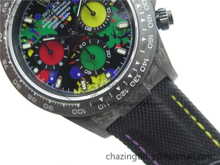 Daytona DIW Carbon OMF Best Edition Black Colorful Dial on Black Nylon Strap A4130