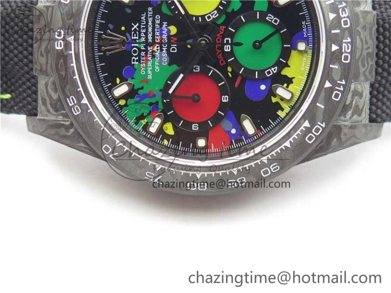 Daytona DIW Carbon OMF Best Edition Black Colorful Dial on Black Nylon Strap A4130