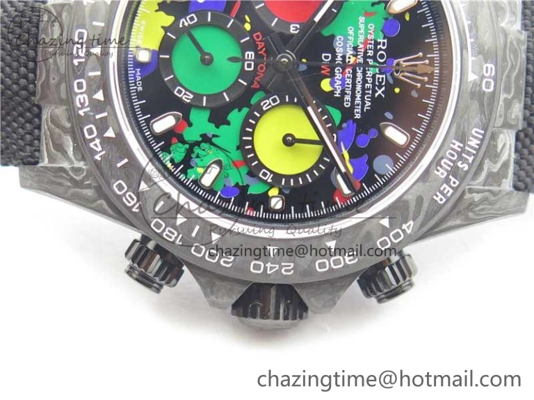 Daytona DIW Carbon OMF Best Edition Black Colorful Dial on Black Nylon Strap A4130