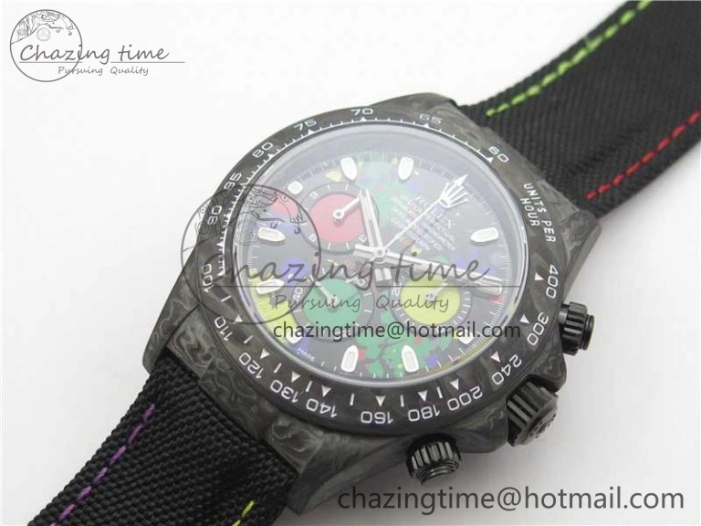 Daytona DIW Carbon OMF Best Edition Black Colorful Dial on Black Nylon Strap A4130