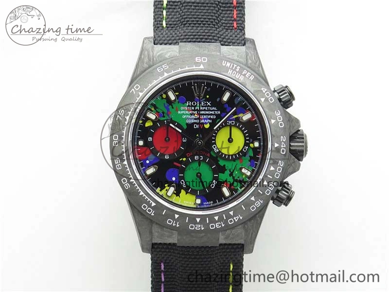 Daytona DIW Carbon OMF Best Edition Black Colorful Dial on Black Nylon Strap A4130