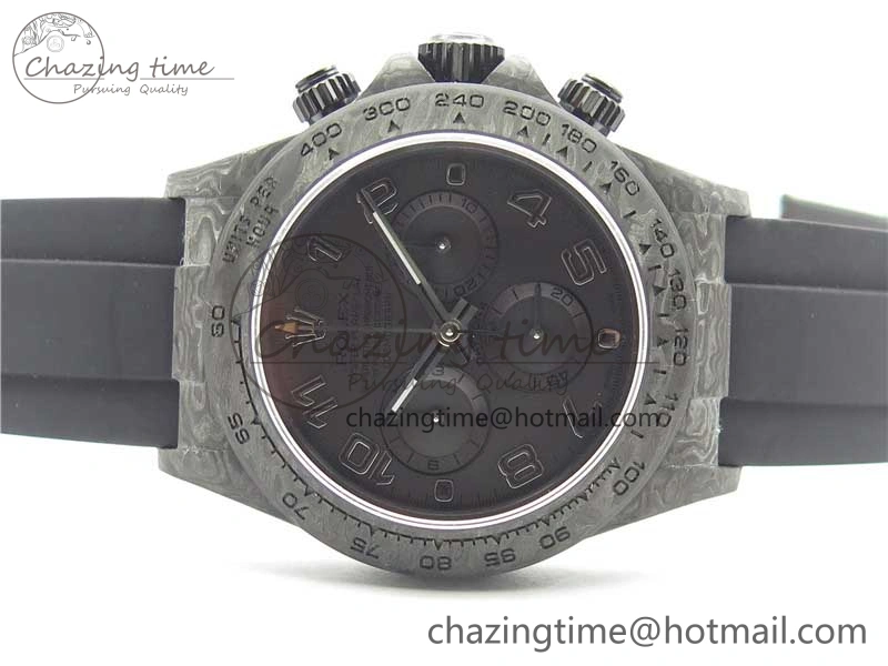 Daytona DIW Carbon OMF Best Edition Black Dial Numbers Markers on Black Rubber Strap A4130
