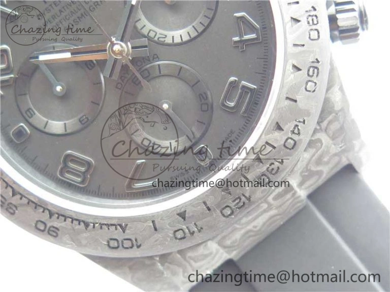 Daytona DIW Carbon OMF Best Edition Black Dial Numbers Markers on Black Rubber Strap A4130