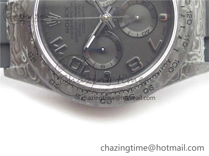 Daytona DIW Carbon OMF Best Edition Black Dial Numbers Markers on Black Rubber Strap A4130