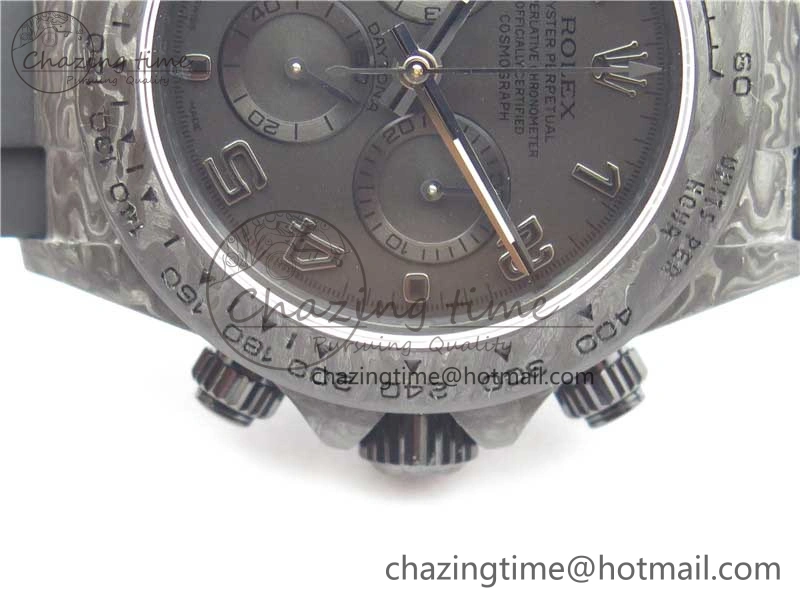 Daytona DIW Carbon OMF Best Edition Black Dial Numbers Markers on Black Rubber Strap A4130