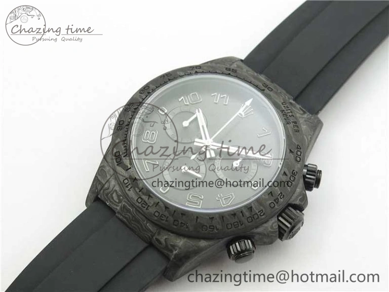 Daytona DIW Carbon OMF Best Edition Black Dial Numbers Markers on Black Rubber Strap A4130