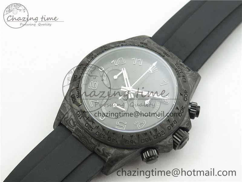 Daytona DIW Carbon OMF Best Edition Black Dial Numbers Markers on Black Rubber Strap A4130