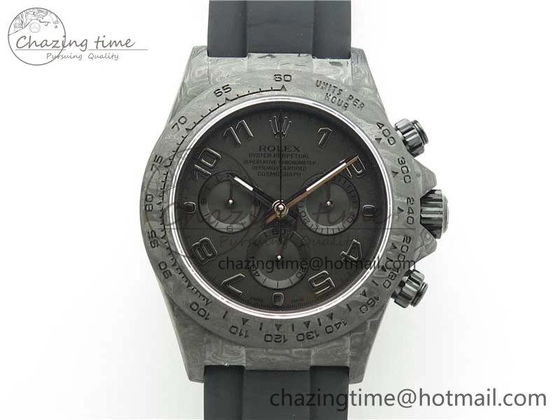 Daytona DIW Carbon OMF Best Edition Black Dial Numbers Markers on Black Rubber Strap A4130