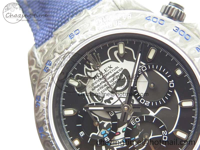 Daytona DIW Carbon OMF Best Edition Black Dial on Deep Blue Nylon Strap A4130