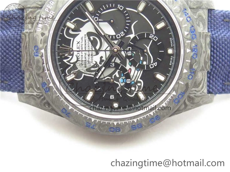 Daytona DIW Carbon OMF Best Edition Black Dial on Deep Blue Nylon Strap A4130