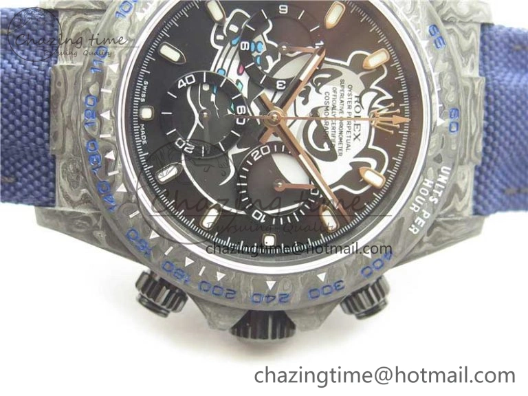 Daytona DIW Carbon OMF Best Edition Black Dial on Deep Blue Nylon Strap A4130
