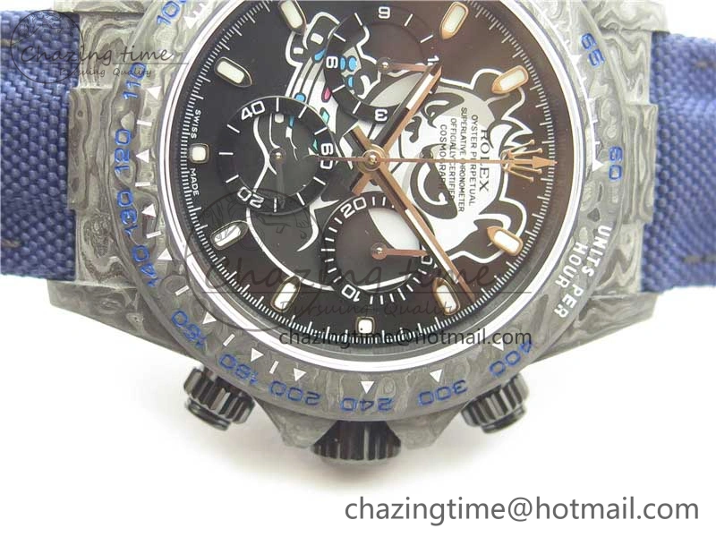 Daytona DIW Carbon OMF Best Edition Black Dial on Deep Blue Nylon Strap A4130